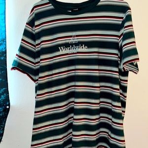 Greeen, white, and red Huff worldwide T